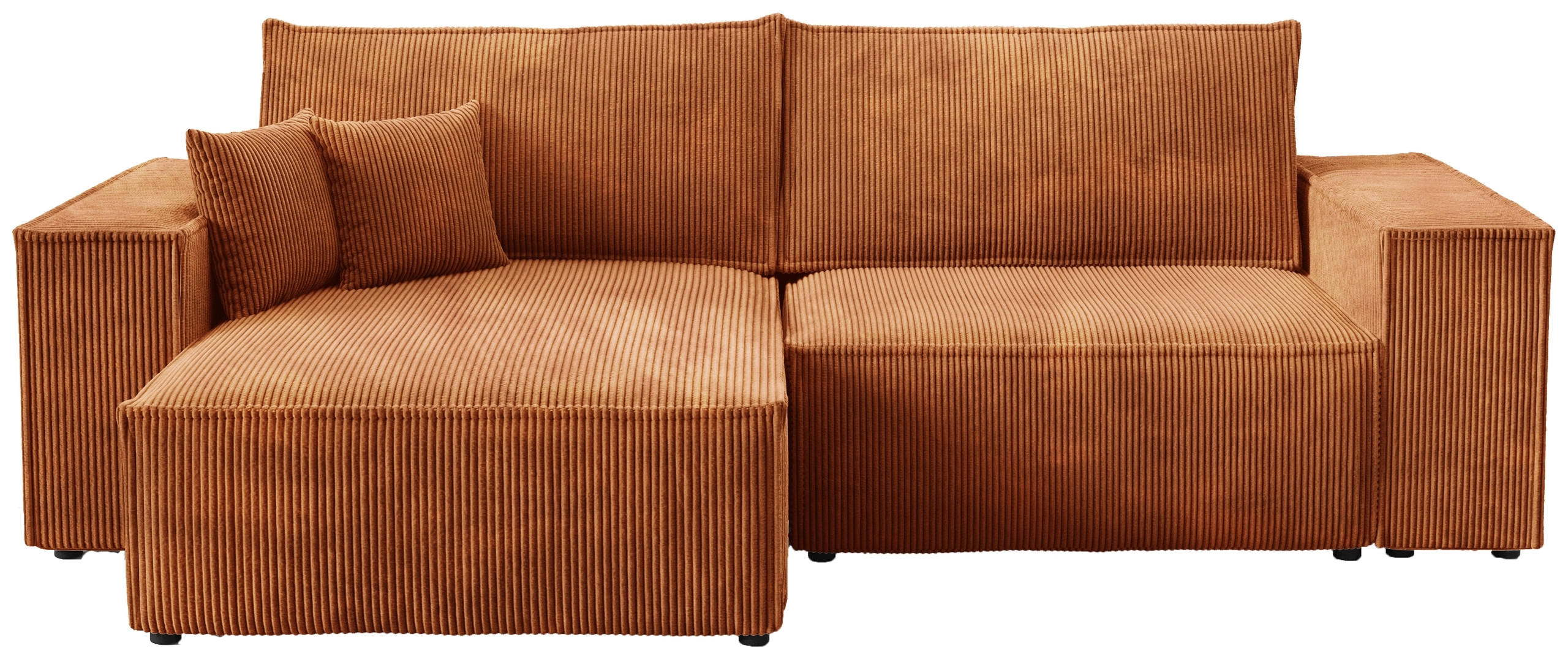 ECKSOFA Pedro mit Schlaffunktion Orange Cord - Orange, Textil (255/153cm) - Bromarkt