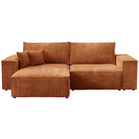 ECKSOFA Pedro mit Schlaffunktion Orange Cord - Orange, Textil (255/153cm) - Bromarkt