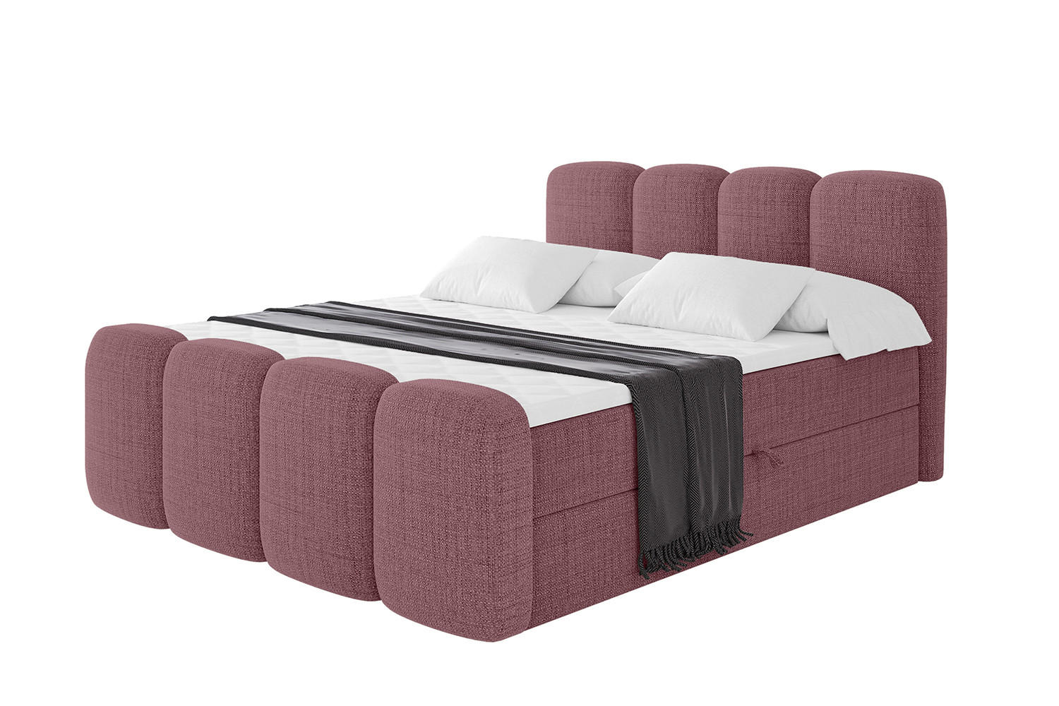 ALTDECOR AMERICKÁ postel s matrací H4 a lamelovým roštem – NINA-Z – 200 x 200 cm – starorůžová