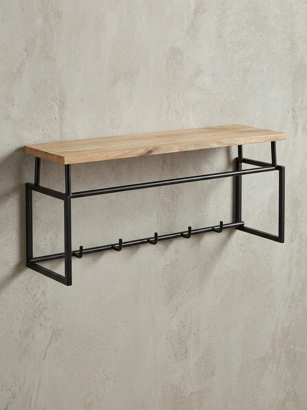 WANDGARDEROBE Mango Massivholz Metall Modern für Eingangsbereich - Braun, Holz/Metall (71/29/20cm) - KADIMA DESIGN