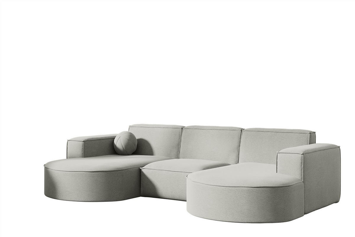 SOFA U-form Sunday - Hellgrau, Holzwerkstoff/Textil (299/78/165cm) - Fun Möbel