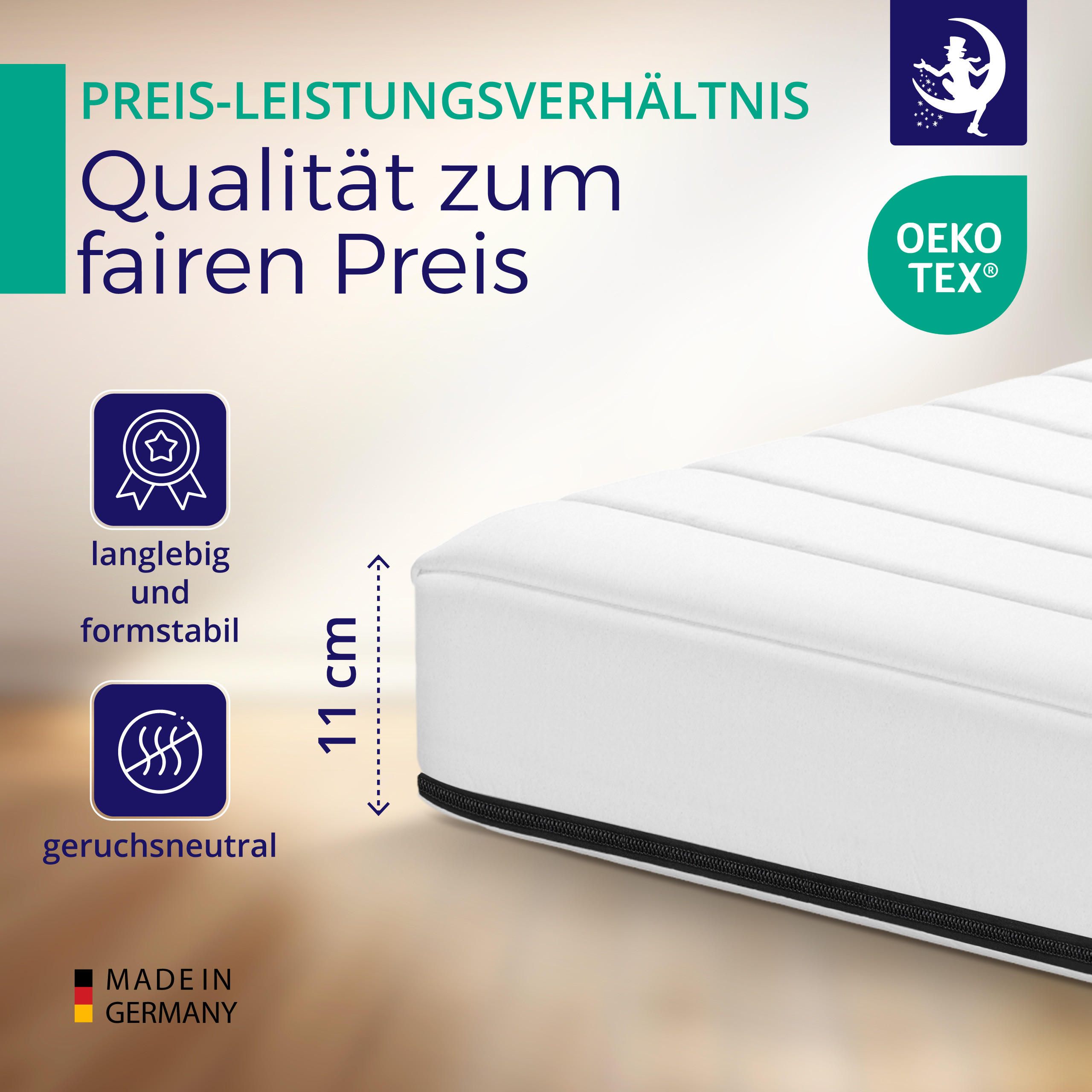 Thumbnail - Mister Sandman Schaumstoffmatratze, Weiß, Textil, H3, Füllung: Kaltschaum, Rechteckig, 120x200 cm, Oeko-Tex® Standard 10...