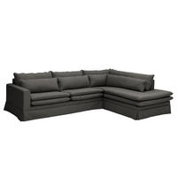 ECKSOFA mit Husse - Ottomane, Webstoff - Anthrazit/Schwarz, Kunststoff/Textil (299/222cm) - home24