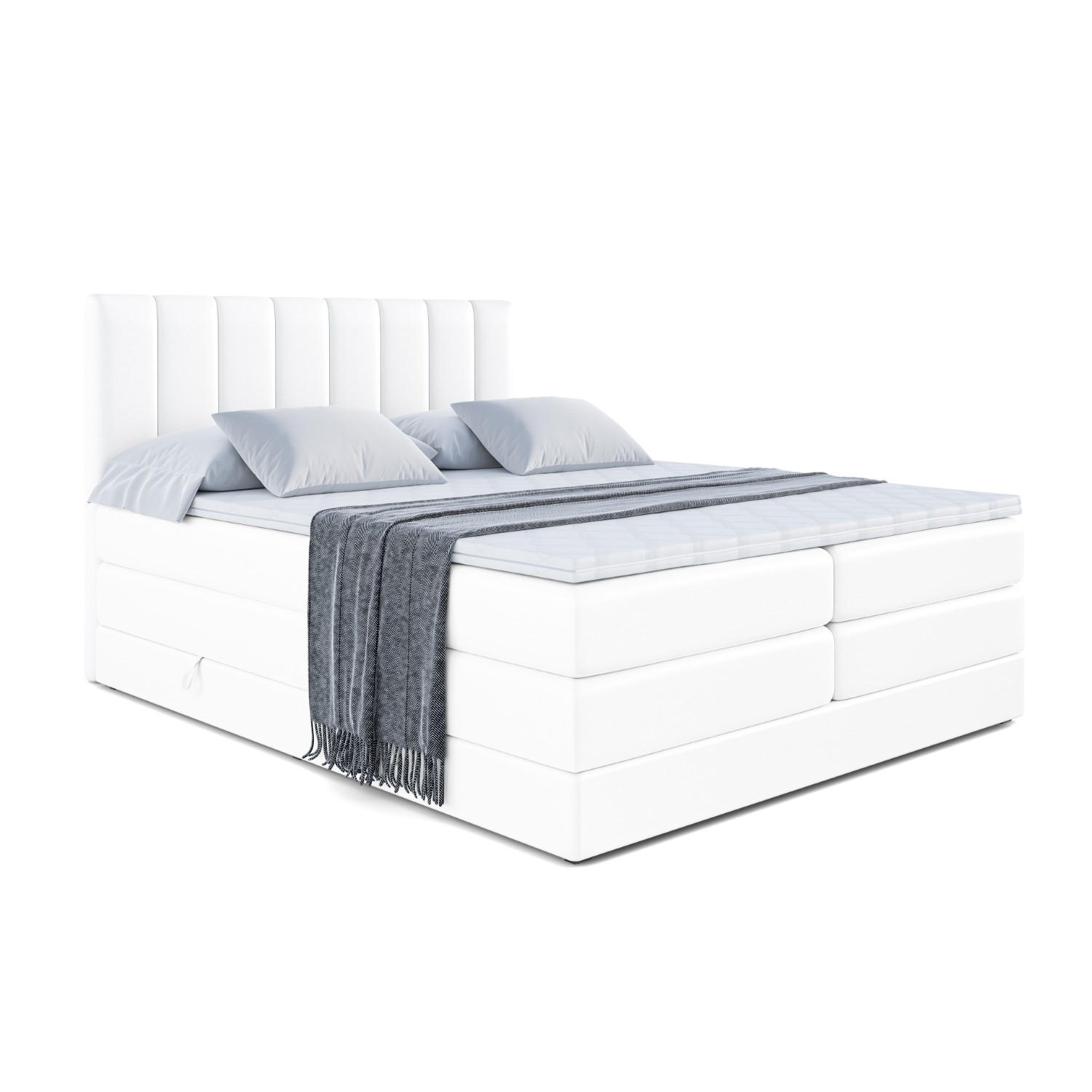 BOXSPRINGBETT OTTA KING - 120x200 - H3/H4 - Weiß Hochglanz - Weiß Hochglanz, Holzwerkstoff (120/200cm) - ALTDECOR