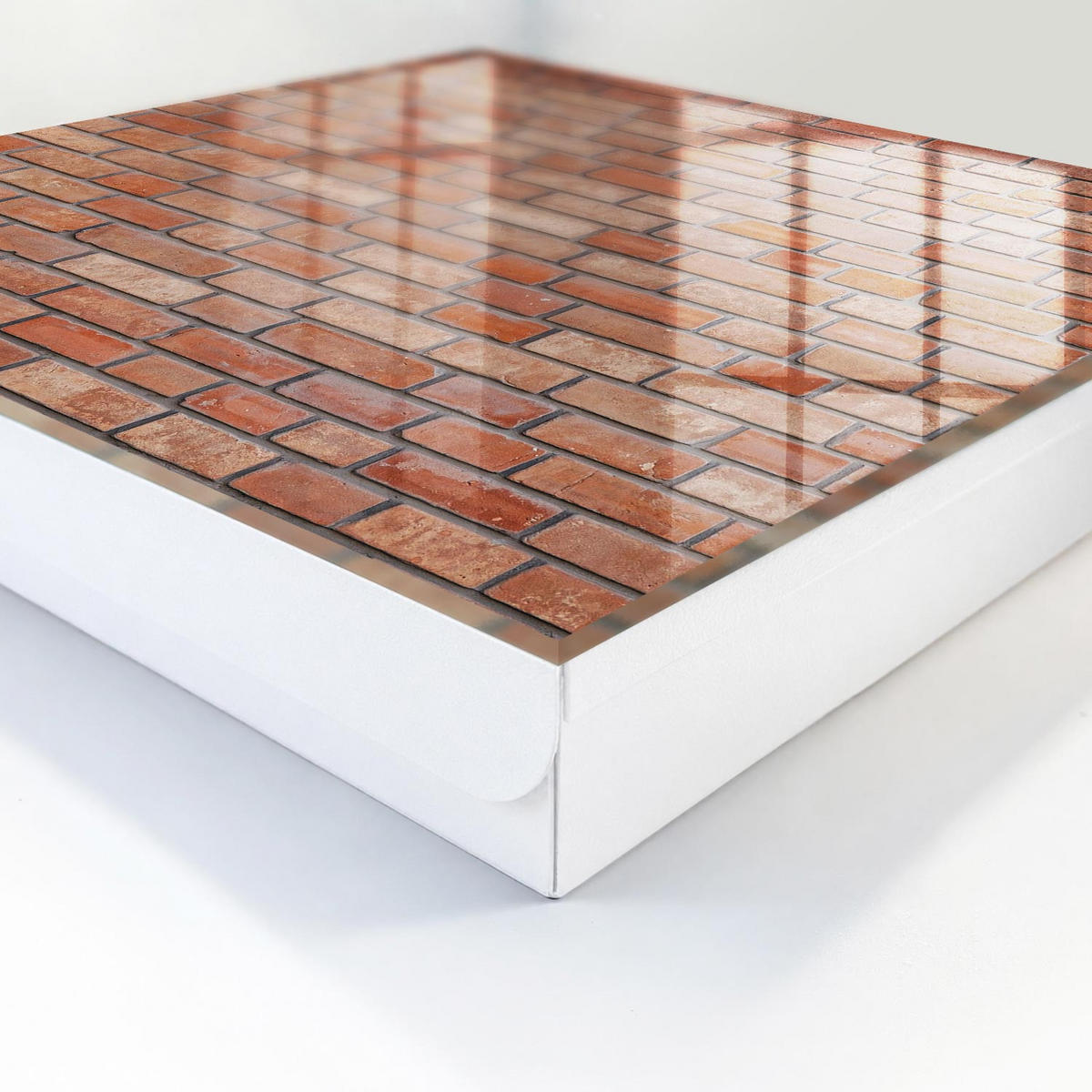 SCHLÜSSELBOX Weiß 30x30 cm – Türöffnung nach rechts - Ziegelmauer - Braun, Metall (30/30/5cm) - TULUP