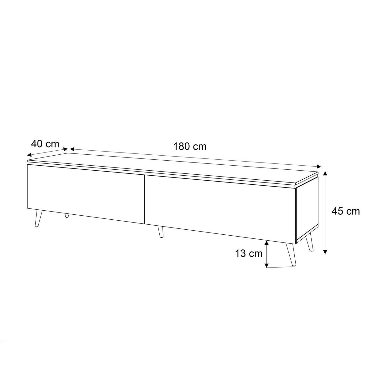 TV-SCHRANK AURORA SILVER 180 cm – schräge Chrombeine - Chromfarben/Weiß Hochglanz, Holzwerkstoff/Metall (180/45/40cm) - Lookway