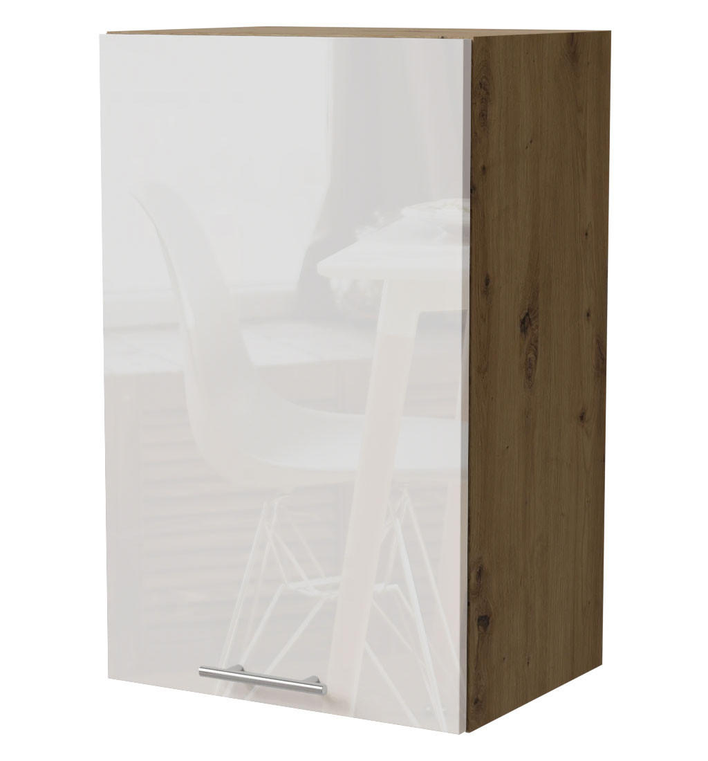 Feldmann-Wohnen Küchenhängeschrank Weiß Hochglanz, Eiche Artisan 45x72x32.5 cm