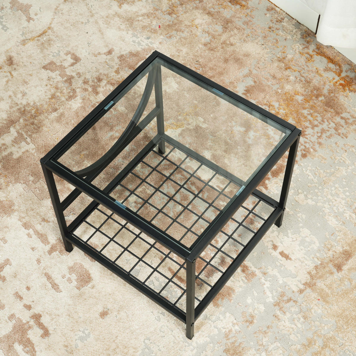 BEISTELLTISCH 45/45/45cm quadratisch Glas Schwarz - Schwarz, Glas/Metall (45/45/45cm) - Urban Meuble