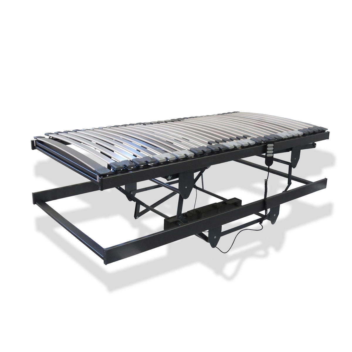 LATTENROST für Pflegebetten, mit motorischer Kopf-& Fußteil bzw. Höhenverstellung, Größe: 80x190 - Anthrazit, Holz (80/190cm) - Betten-ABC