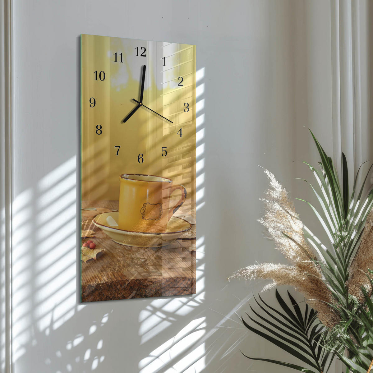 WANDUHR 60x30 cm - Frühling - Goldfarben, Glas (30/60/0.4cm) - TULUP