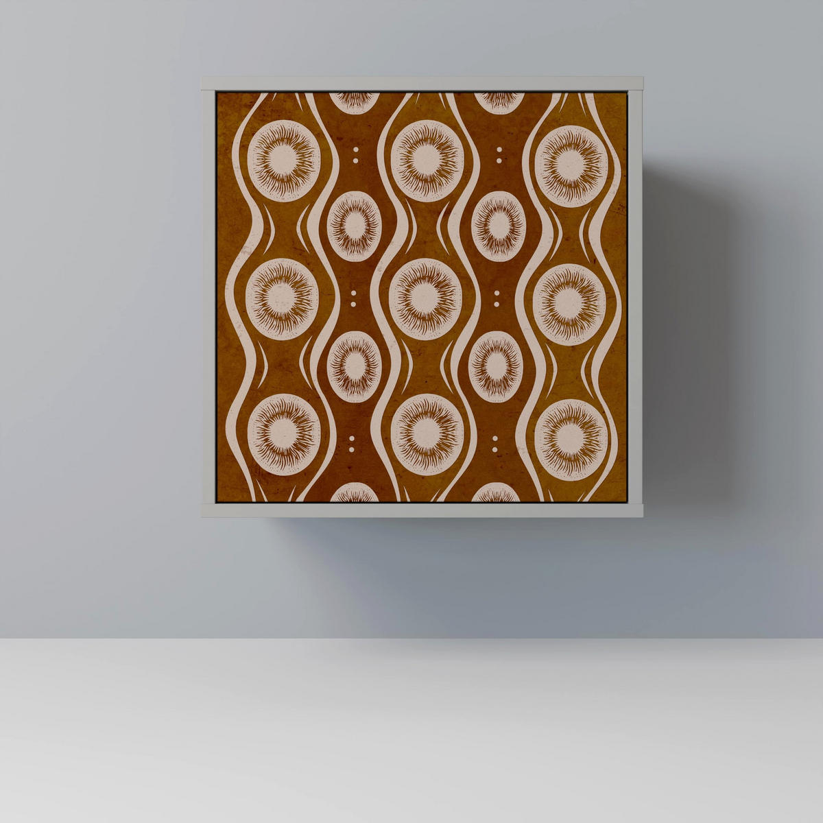 SIDEBOARD BROWN EYES, Grau, 57,5x42x72,5 cm, Schwarze Metallfüße - Multicolor/Schwarz, Holzwerkstoff/Metall (57.5/72.5/42cm) - SpaceRebels