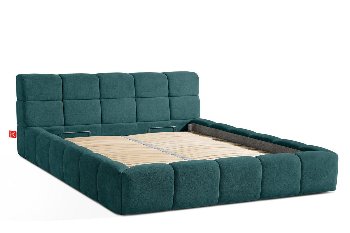 POLSTERBETT AERI 140/160/180/200 mit Rahmen und Bettkasten, blau - Blau, Holz/Holzwerkstoff (180/200cm) - KONSIMO®