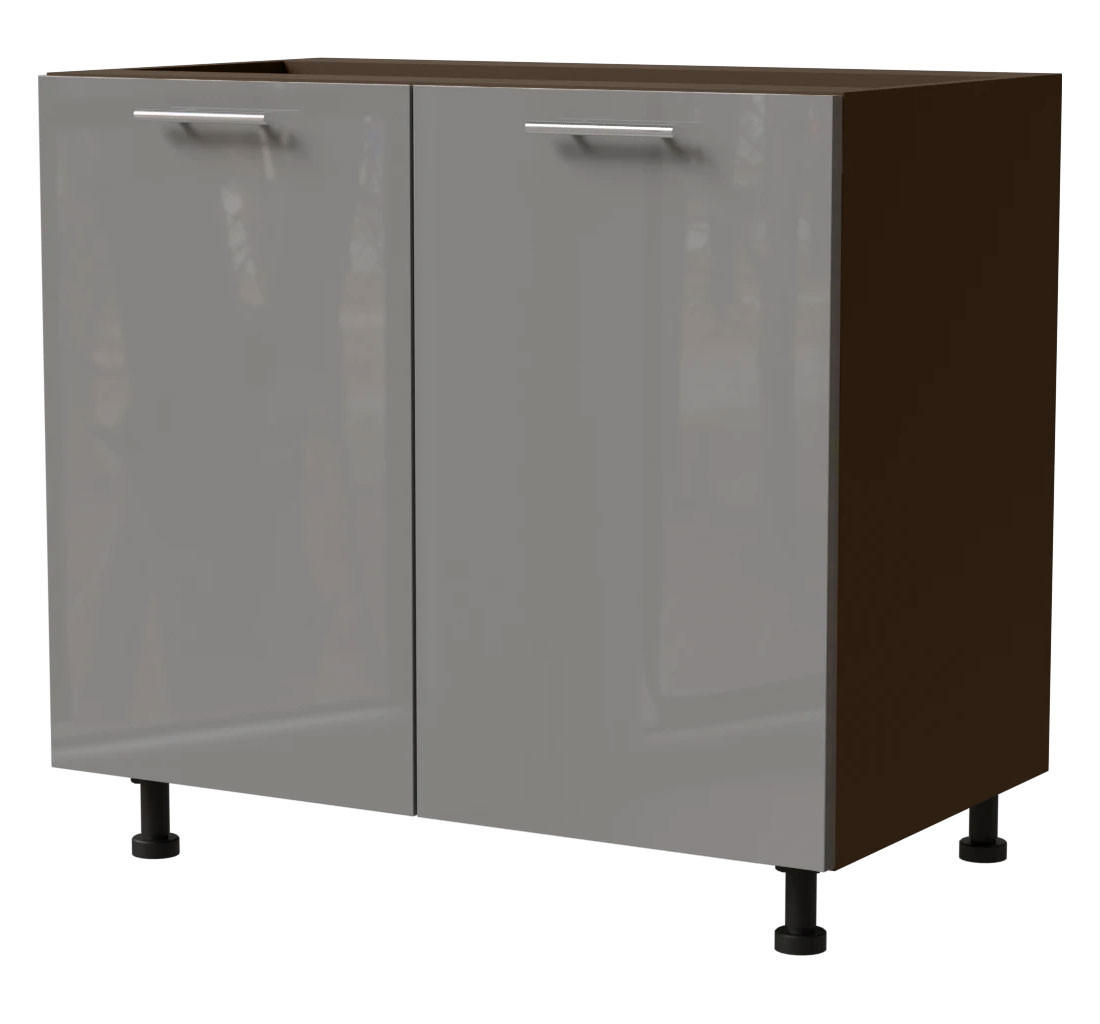 KÜCHENUNTERSCHRANK Essen D11/90 Grau Hochglanz / Lava Matt 90 / 50 / 82cm - Dunkelgrau/Grau, Holz/Holzwerkstoff (90/82/50cm) - Feldmann-Wohnen