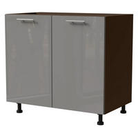 KÜCHENUNTERSCHRANK Essen D11/90 Grau Hochglanz / Lava Matt 90 / 50 / 82cm - Dunkelgrau/Grau, Holz/Holzwerkstoff (90/82/50cm) - Feldmann-Wohnen