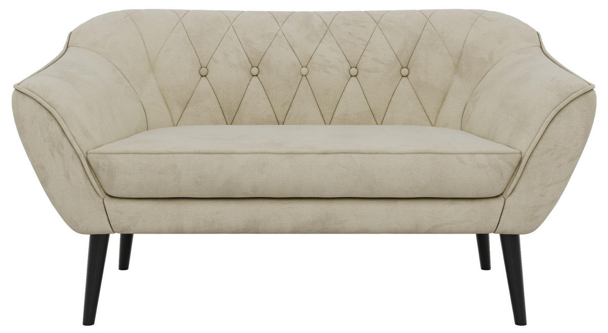 2-SITZER-SOFA PIRS - Beige Velvet - Schwarze Beine - Beige/Schwarz, Holzwerkstoff/Textil (140/75/74cm) - MKS