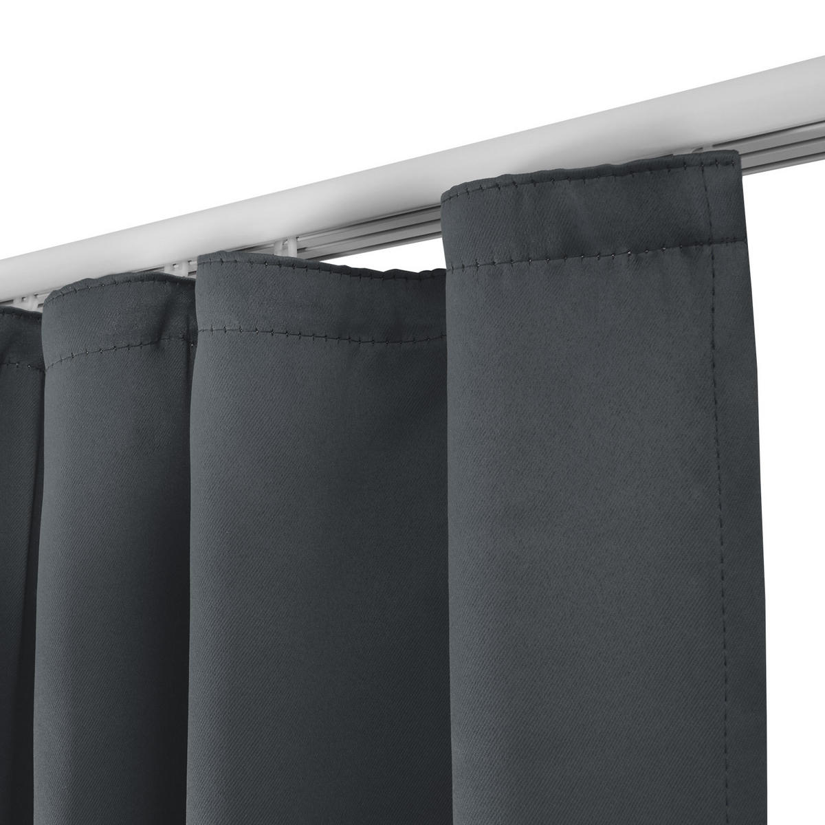 VORHANG Amelie BK mit Kräuselband 140x245cm Anthrazit (2tlg) - Anthrazit, Textil (140/245/1cm) - Beautissu 