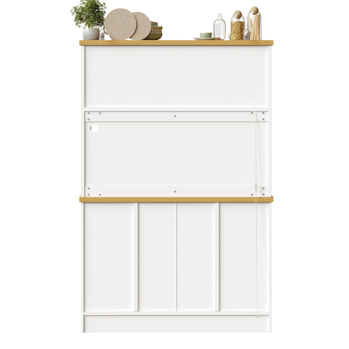 BUFFET DE-38498 120/40/188 cm mit Soft-Close-Türen Weiß - Weiß, Holzwerkstoff (120/188/40cm) - ComfortXL