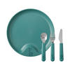 KINDERTELLER MIT BESTECK Mio deep turquoise ø 22 cm - Türkis, Kunststoff (22/2/22cm) - Mepal