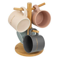 KAFFEETASSEN auf Holzständer Belle Mehrfarben 200 ml 13,3/13,3/13 cm - Multicolor, Keramik (0.2L) - Secret de Gourmet