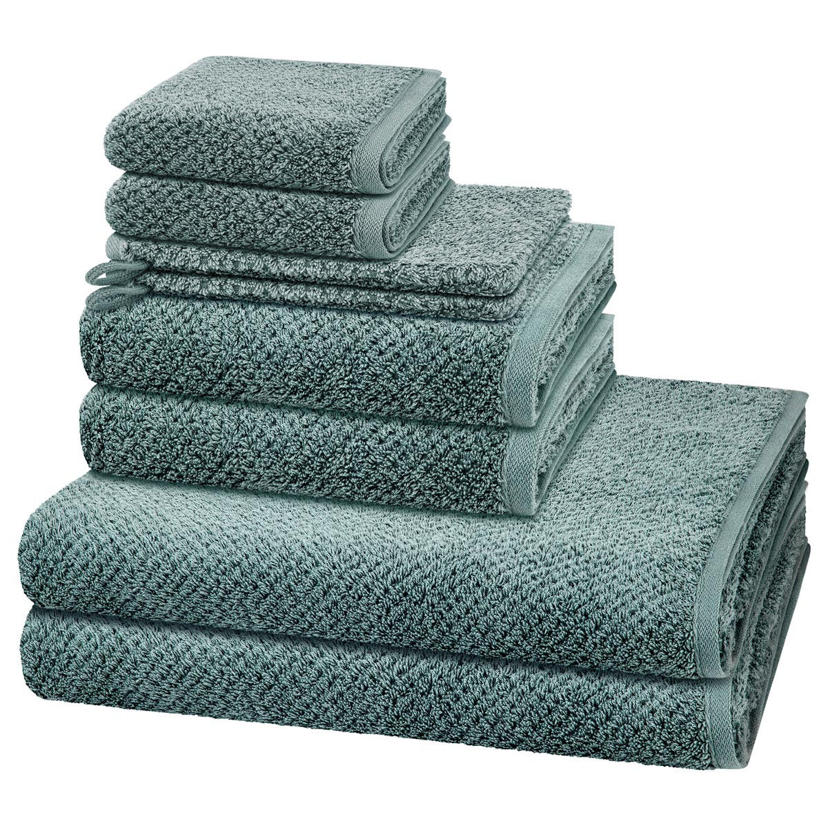 FROTTIERSET Pure 8-teilig - Dunkelgrün, Textil (50/100cm) - Cawö