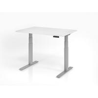 SCHREIBTISCH Basic in Weiß und Silber elektrisch höhenverstellbar 120 cm breit - Weiß, Holzwerkstoff (80/120/129cm)
