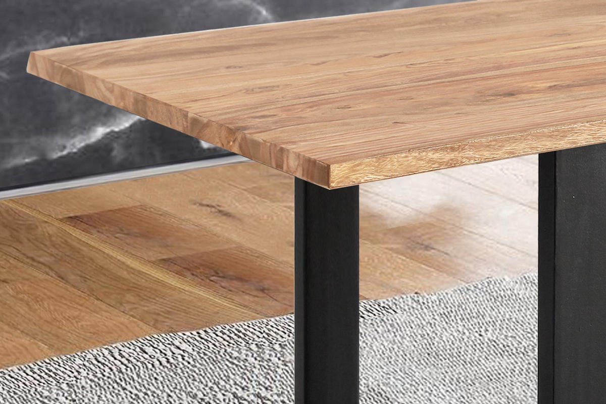 ESSTISCH MAREK - Beige/Schwarz, Holz/Metall (85/160/77cm) - SAM