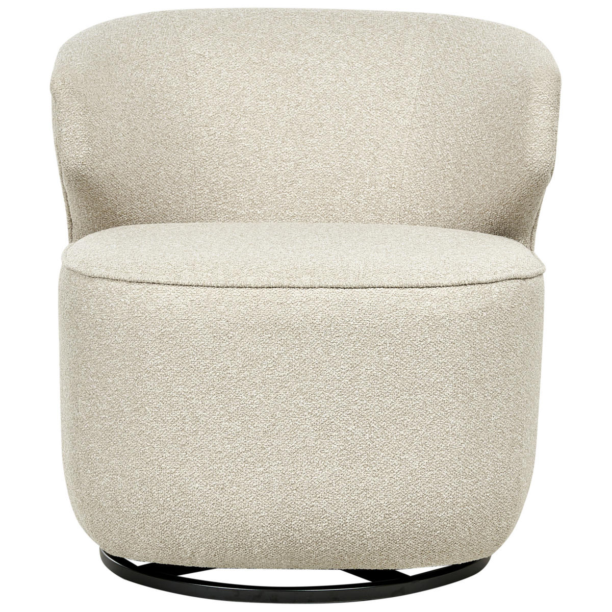 DREHSESSEL Hellbeige Molleby - Beige/Schwarz, Textil (73/78/77cm) - Beliani