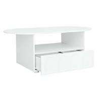 COUCHTISCH aus Spanplatte 100x60x40,5 cm in Weiß mit Schublade & offenem Fach - Weiß, Holzwerkstoff (100/60/40.5cm) - Modfu