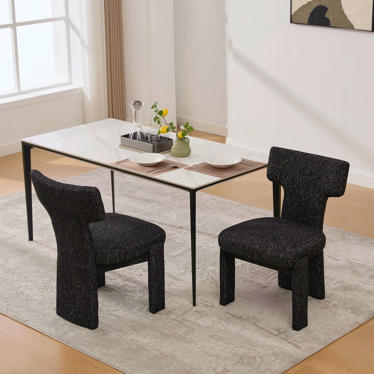 POLSTERSTUHL DE-36481 2er Set mit Holzbeinen Schwarz - Schwarz, Holzwerkstoff (56/86/64cm) - ComfortXL