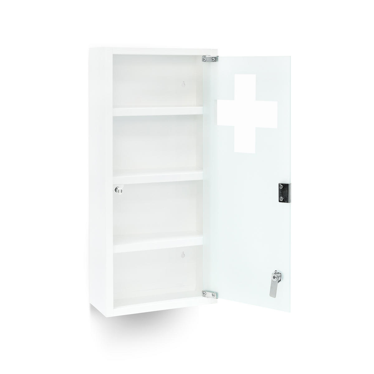 MEDIZINSCHRANK XXL - Weiß, Glas/Metall (27/57/12cm) - Relaxdays
