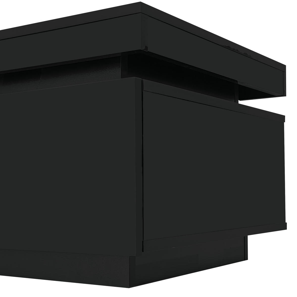 COUCHTISCH 100/50/40,3 cm in Schwarz mit LED-Beleuchtung und Schublade - Schwarz, Holzwerkstoff (100/50/40cm) - Flora Grace