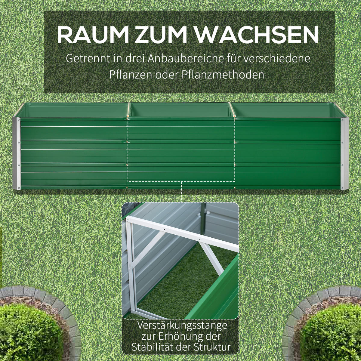 HOCHBEET aus Stahl, Gartenbeet, Pflanzkasten, Blumenkasten, mit Handschuhe, Grün - Grün, Metall (47/40/183cm) - Outsunny
