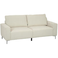 3-SITZER-SOFA aus Polyester 77x193x80 cm Cremeweiß mit Rückenkissen, Cordbezug und Federkomfort - Weiß, Textil (193/80/77cm) - Modfu