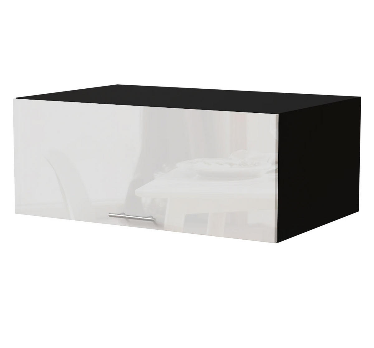 AUFSATZSCHRANK Essen W6B/90 Weiß Hochglanz / Schwarz Matt 90 / 59 / 36cm - Weiß Hochglanz/Schwarz, Holz/Holzwerkstoff (90/36/59cm) - Feldmann-Wohnen