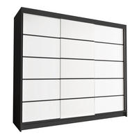 SCHWEBETÜRENSCHRANK Davos VII - 250 cm - Schwarz/Weiß, Holzwerkstoff/Metall (250/215/58cm) - Sofnet