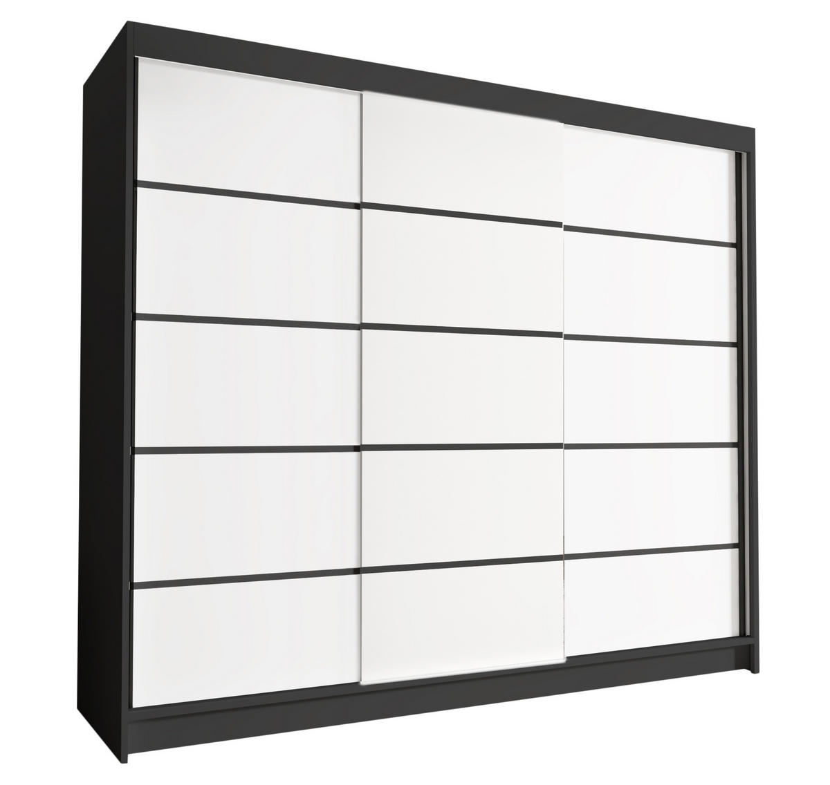 SCHWEBETÜRENSCHRANK Davos VII - 250 cm - Schwarz/Weiß, Holzwerkstoff/Metall (250/215/58cm) - Sofnet