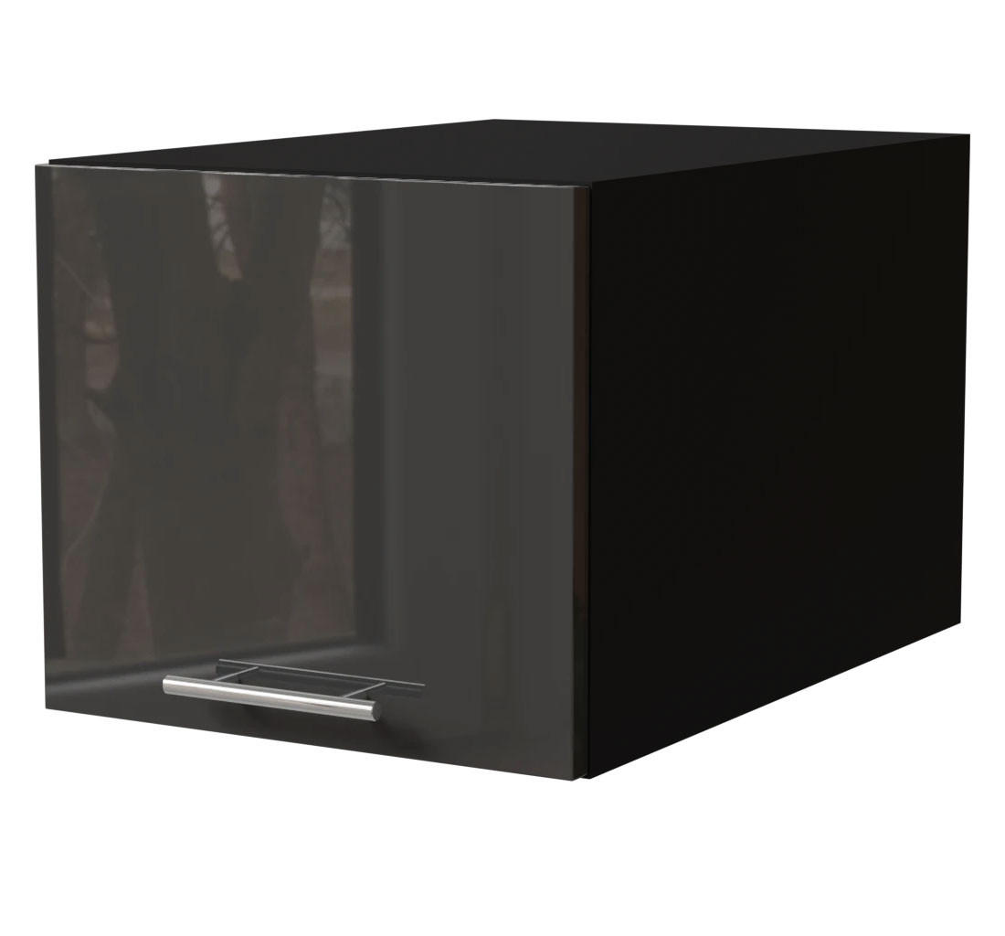 AUFSATZSCHRANK Essen W6B/40 Graphit Hochglanz / Schwarz Matt 40 / 59 / 36cm - Schwarz/Graphitfarben, Holz/Holzwerkstoff (40/59/36cm) - Feldmann-Wohnen