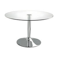 ESSTISCH rund - Sicherheitsglas & Metall - NOLAN - Silberfarben, Glas (110/110/76cm) - Vente-Unique