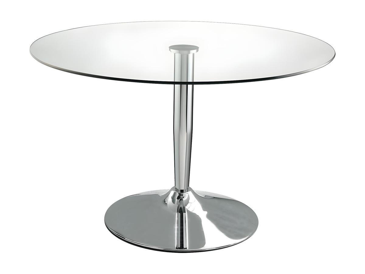 ESSTISCH rund - Sicherheitsglas & Metall - NOLAN - Silberfarben, Glas (110/110/76cm) - Vente-Unique