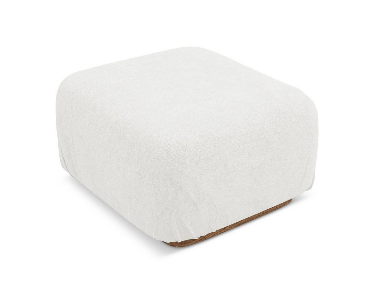 POUF Bouclé Stoff Weiß - Weiß/Braun, Holz/Textil (83/95/41cm) - Makamii