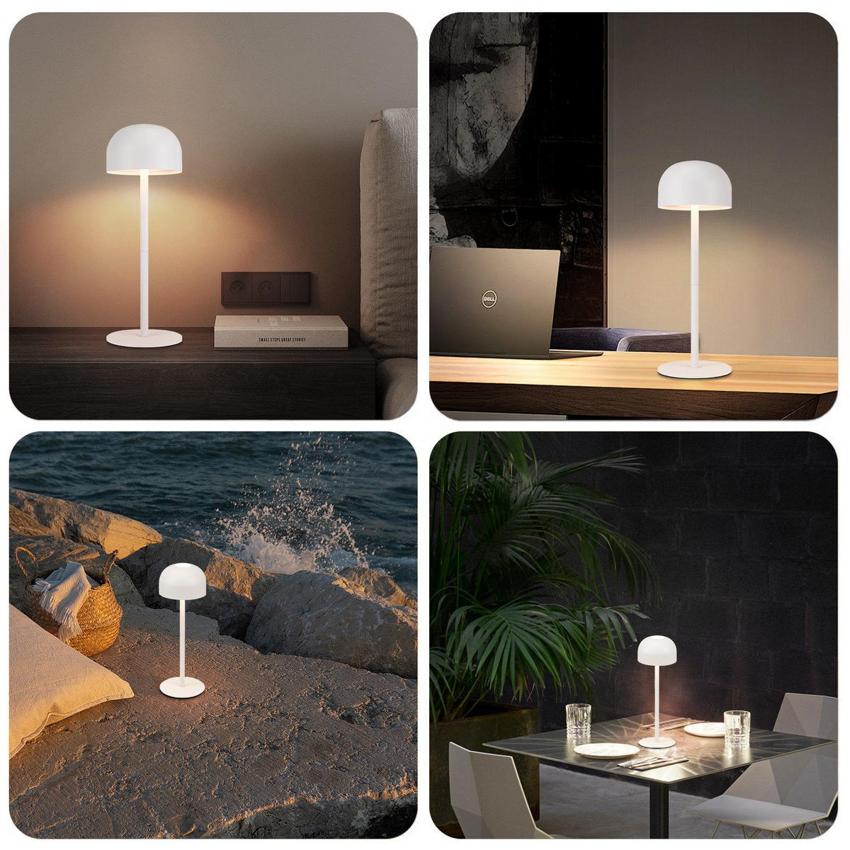LED stolní lampa Abey 9/9/25cm - bílá, kov (9/9/25cm) - Nettlife