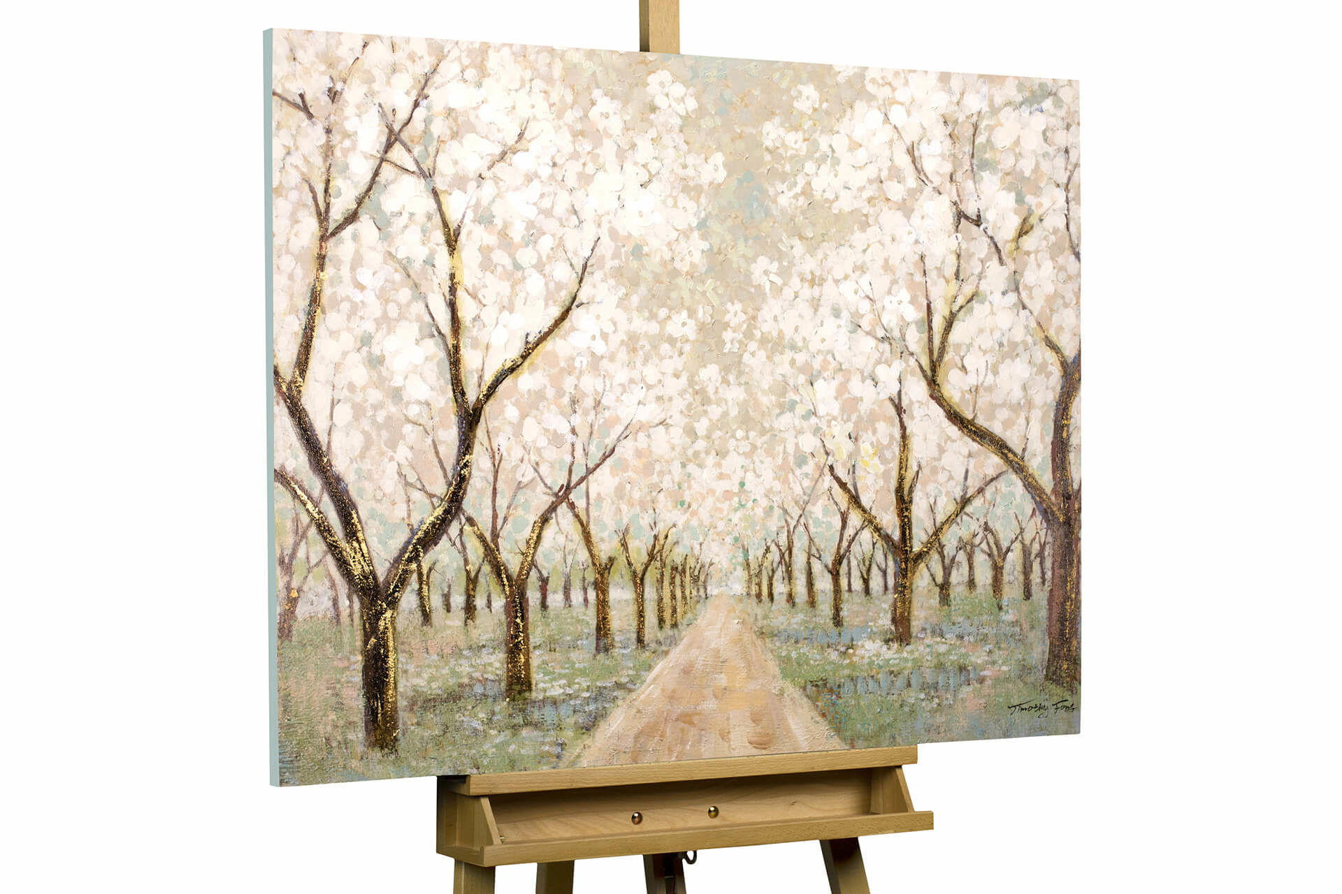 ACRYLBILD HANDGEMALT 100/75 cm - Weiß/Braun, Holz/Textil (1.76/75cm) - KUNSTLOFT