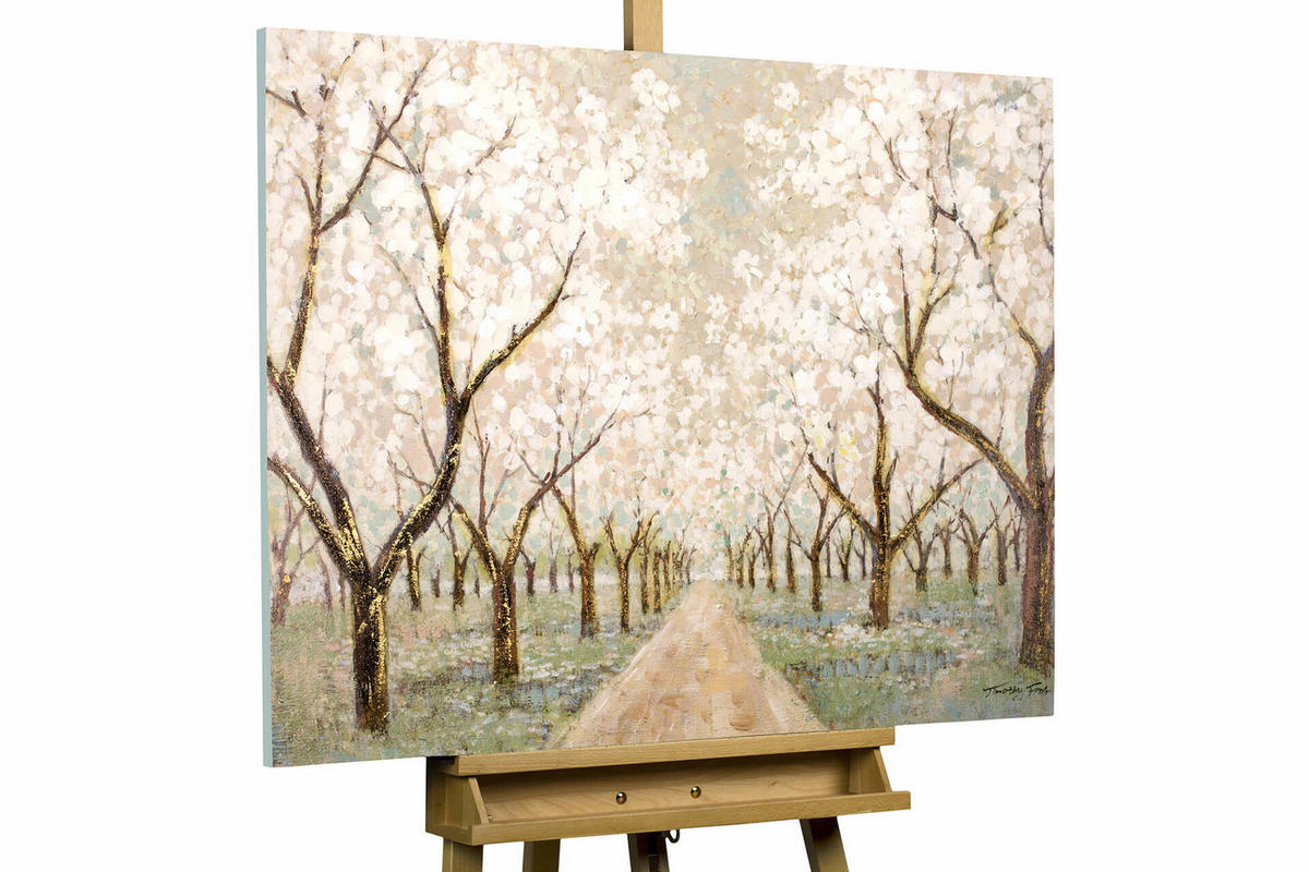 ACRYLBILD HANDGEMALT 100/75 cm - Weiß/Braun, Holz/Textil (1.76/75cm) - KUNSTLOFT