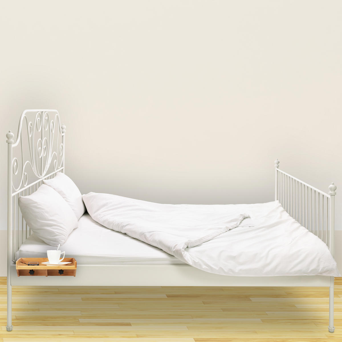 BETTABLAGE - Hellbraun, Holz/Metall (33/9.5/24cm) - Relaxdays