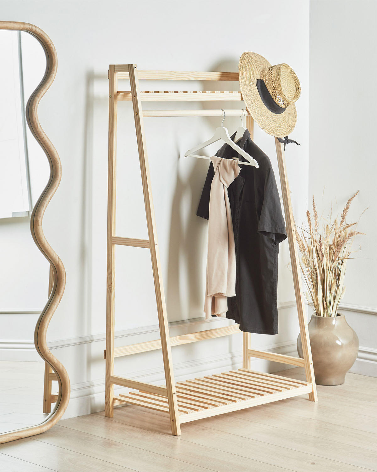 KLEIDERSTÄNDER Bambusholz hellbraun 135 cm Baker - Hellbraun, Holz (80/135/39cm) - Beliani