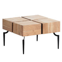 COUCHTISCH Massivholz Quadratisch Metallgestell Würfel-Form Modern, Akazie 60x60x40 cm - Schwarz/Akaziefarben, Holz/Metall (60/60/40cm) - KADIMA DESIGN