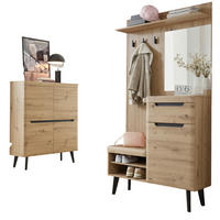 GARDEROBEN-SET 2-teilig Artisan Eiche, schwarz Garderobenkombination skandinavisch - Schwarz/Eiche Artisan, Holzwerkstoff/Metall (237/200/40cm) - Furn.Design