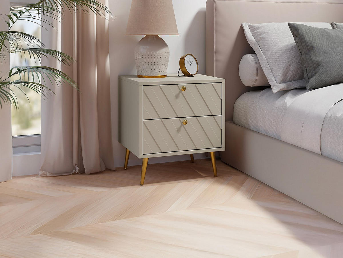 NACHTTISCHE 2er-Set - 2 Schubladen - Beige - TEODA - Beige, Holz (45/40/49.5cm) - Vente-Unique