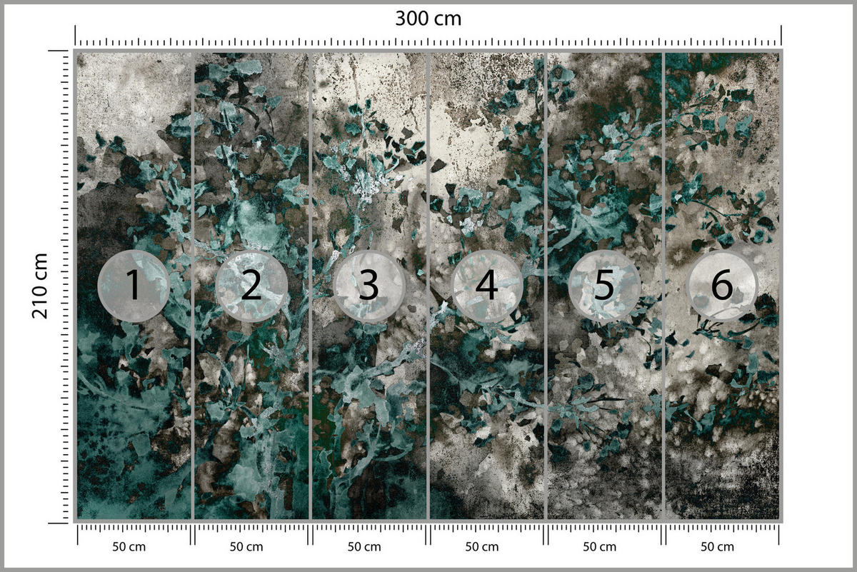 FOTOTAPETE für Wohnzimmer Beton Abstraktion 300x210 - Türkis/Grau, Papier (300/210cm) - Muralo