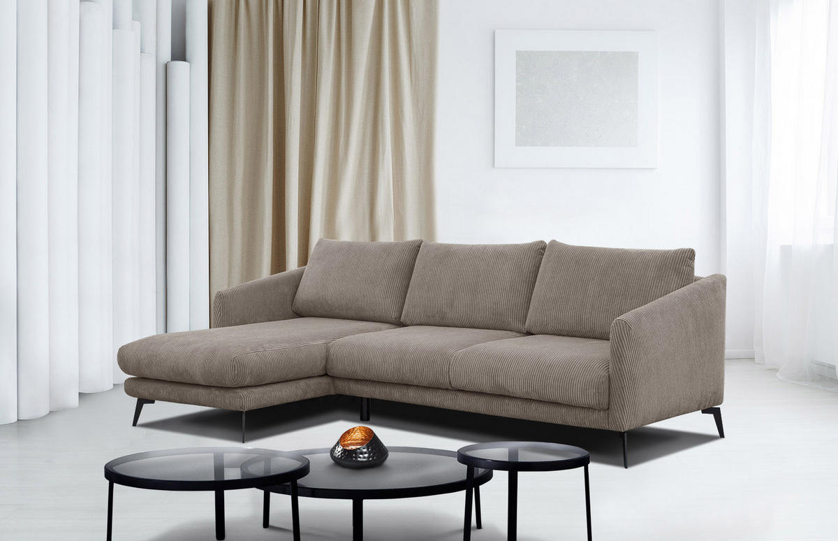 ECKSOFA VILT 4-Sitzer, taupe - Taupe/Schwarz, Holzwerkstoff/Textil (156/255cm) - Courtois Laville